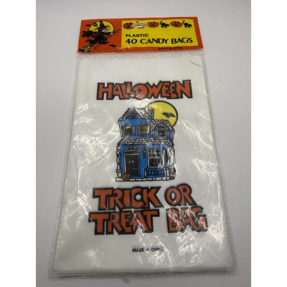 Vtg Halloween Trick or Treat bags Pumpkin Ghost 1995 80 NOS Paper & Plastic